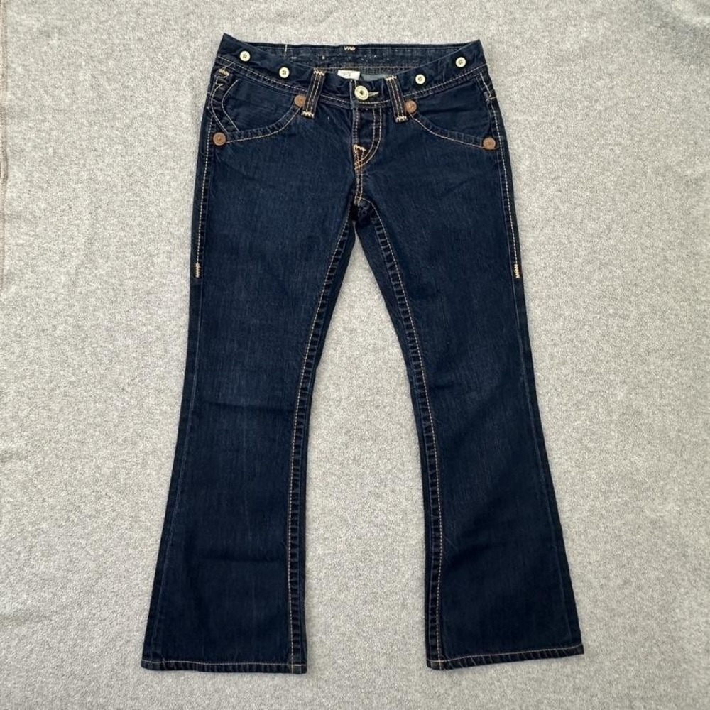 Y2K True Religion Jacob Big T Jeans Womens 30 Dark Wash Low Rise Flare WA82253E6